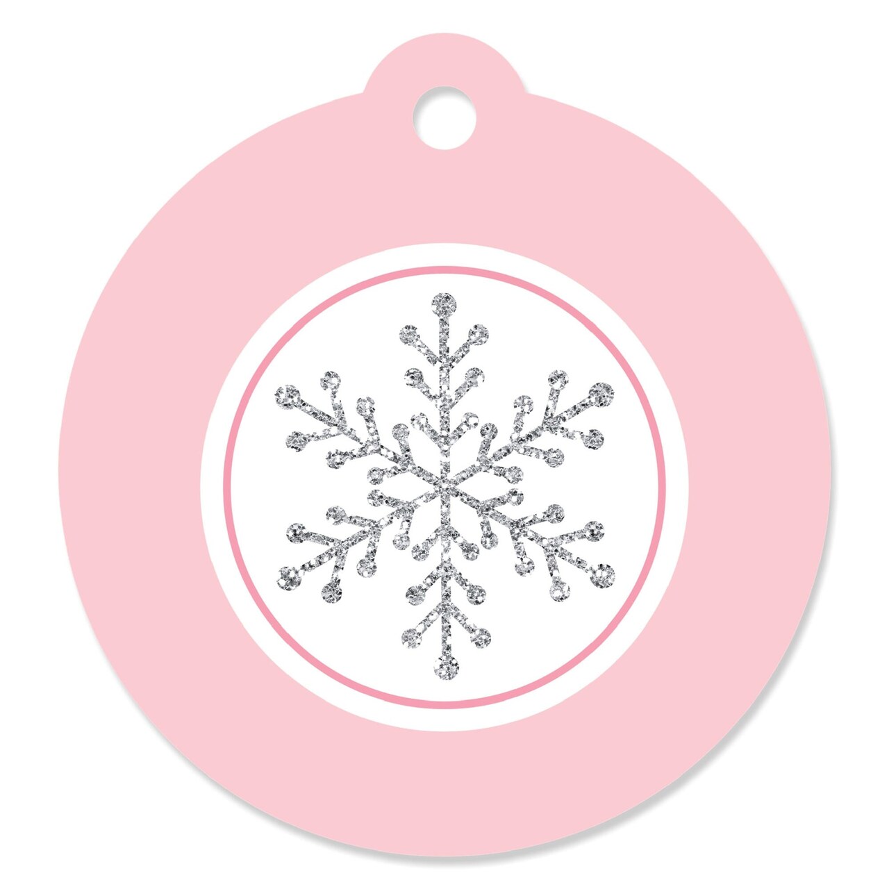 Big Dot of Happiness Pink Winter Wonderland - Holiday Snowflake Birthday Party or Baby Shower Favor Gift Tags (Set of 20)